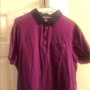 Men’s Ted Baker SZ. 7 polo fuchsia w/wine trim
